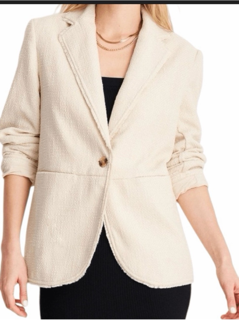 Future Collective x Jenny K Ivory Single-Button Textured Blazer